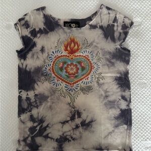 Lucky Brand Black and White Short Sleeve Tee with Graphic Design